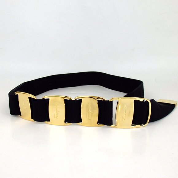 Authentic Salvatore Ferragamo Vala belt Nylon jacquard/metal [Used] - Picture 2 of 8